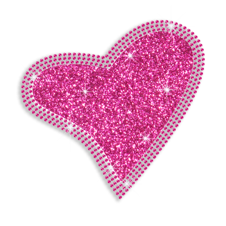 Pink Heart Iron-on Glitter Rhinestone Transfer