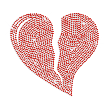 Ruby Heart Broken Iron-on Rhinestone Transfer Design