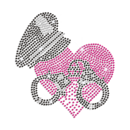 Just Police Heart for Girls Iron-on Rhinestone Transfer