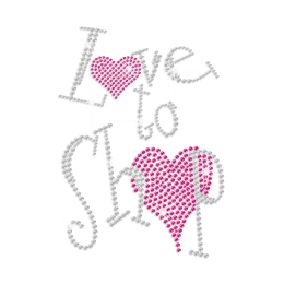 A Heart Loves to Shop Iron on Rhinestone Transfer Motif