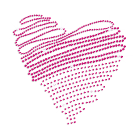 Rose Pink Heart Sequin Iron on Hot Fix Transfer Decal