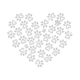 Heart Shaped with Paw Prints Iron-on Rhinestone Transfer