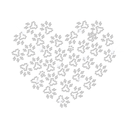 Heart Shaped with Paw Prints Iron-on Rhinestone Transfer
