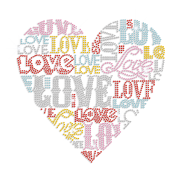 Colorful Made of Loves Iron on Rhinestone Transfer Design