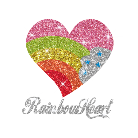 Glittery Rainbow Heart Hot-fix Iron-on Transfer