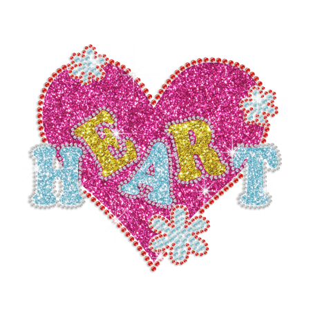 Shiny Heart Iron-on Glitter Rhinestone Transfer Design