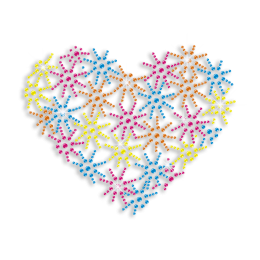 Vegas Show Colorful Heart Neon Rhinestud Iron-on Transfer