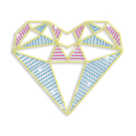 Vegas Show Diamond Heart Iron-on Neon Rhinestud Transfer