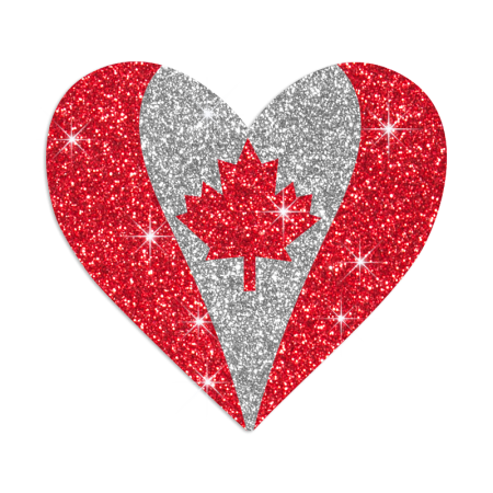 Shimmery Heart Canadian Flag Glitter Iron-on Transfer