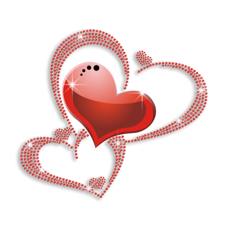 Heart 5 inch (Red) Rhinestone Transfer Iron On