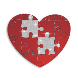 Hotfix Heart Puzzle Nailhead Heat Transfer Combo