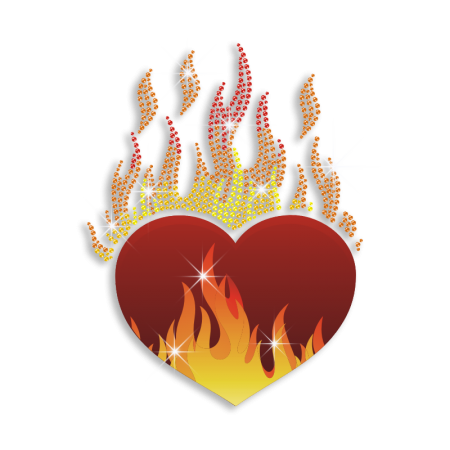 Fancy Heart Flame of Passion Rhinestone Heat Transfer Combo