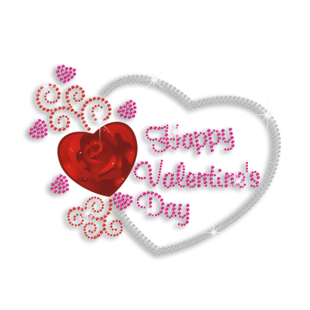 Romantic Happy Valentine's Day Rhinestone Heat Transfer