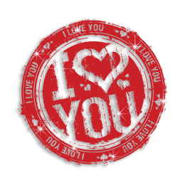 Red Cool I Love You Postmark Iron-on Heat Transfer