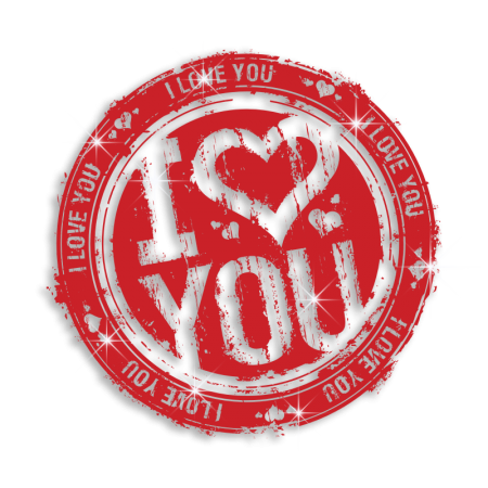 Red Cool I Love You Postmark Iron-on Heat Transfer