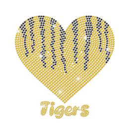 Big Heart Tigers Hotfix Rhinestone Transfer