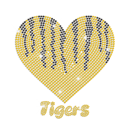 Big Heart Tigers Hotfix Rhinestone Transfer