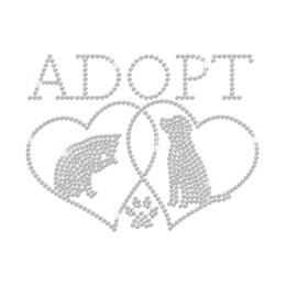 Crystal Adopt Heart Iron-on Rhinestone Transfer