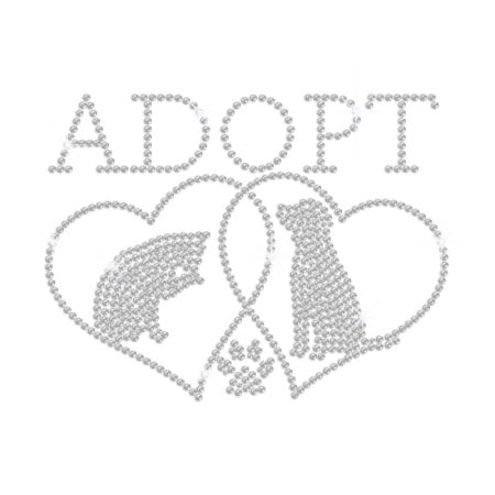 Crystal Adopt Heart Iron-on Rhinestone Transfer