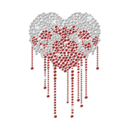 Crystal Heart Bleeds for Love Iron on Rhinestone Transfer