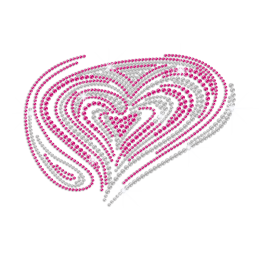 Rose Pink Heart Love Iron on Rhinestone Transfer