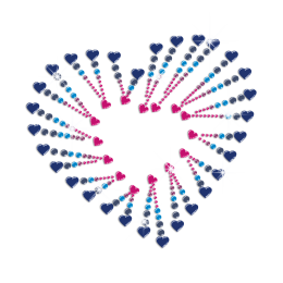 Bling Love Heart in Gradient Colors Iron on Rhinestone Transfer