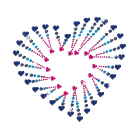 Bling Love Heart in Gradient Colors Iron on Rhinestone Transfer