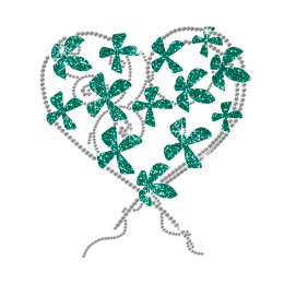 Bling Clover Heart Iron on Rhinestone Glitter Transfer