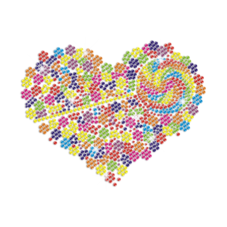 Sweet and Colorful Lollipop Heart Iron on Transfer Motif