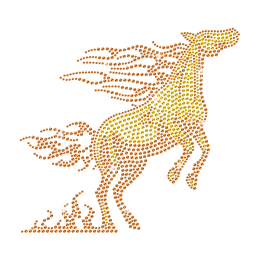 Jumping Crystal Horse Iron on Rhinestone Design