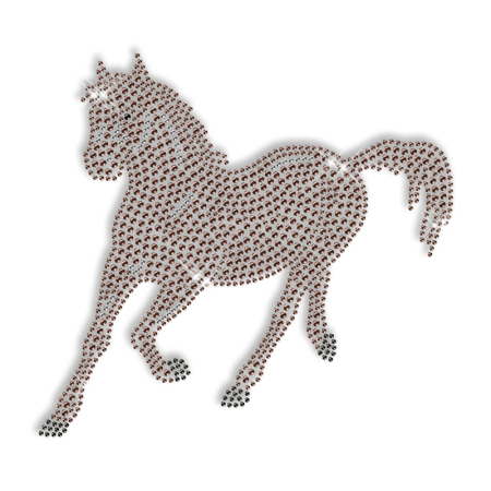 Diamante Brown Horse Hotfix Design Bling Transfer