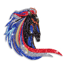 Custom Best Large Shinning Gorgeous Horse Diamante Iron on Transfer Motif