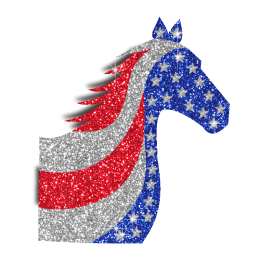 Bling Horse in USA Patriotic Colors Iron-on Transfer