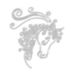 Crystal Horse with Curly Hair Iron-on Rhinestone Transfer
