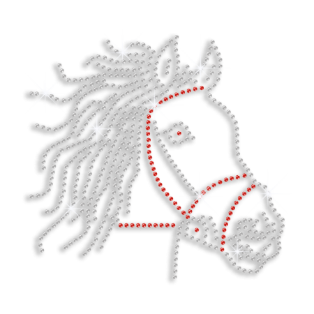 Crystal Horse Staring at Me Iron-on Rhinestone Transfer