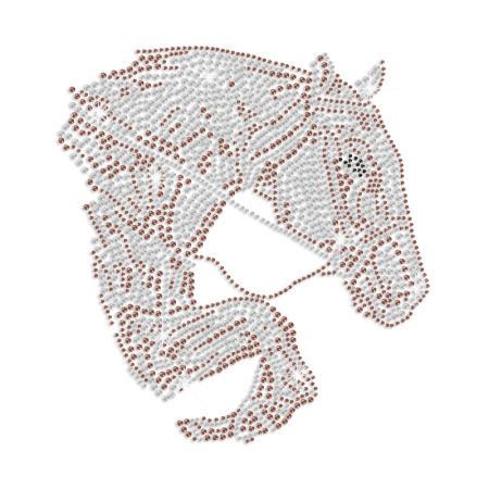 Shimmery Running Horse Iron on Rhinestone Transfer