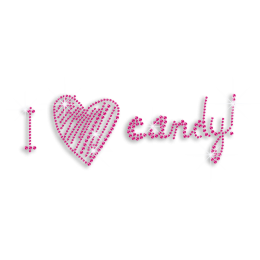 Pinky I Heart Candy Iron-on Rhinestone Transfer