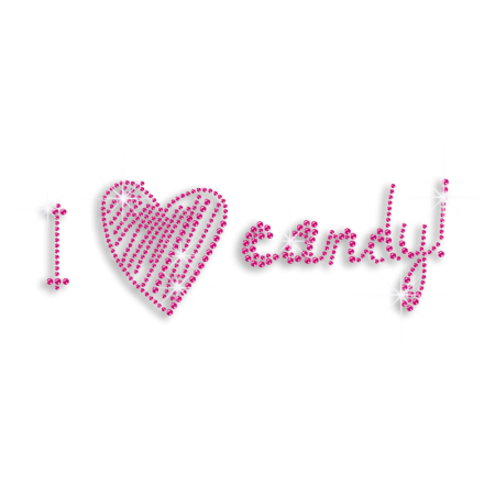 Pinky I Heart Candy Iron-on Rhinestone Transfer