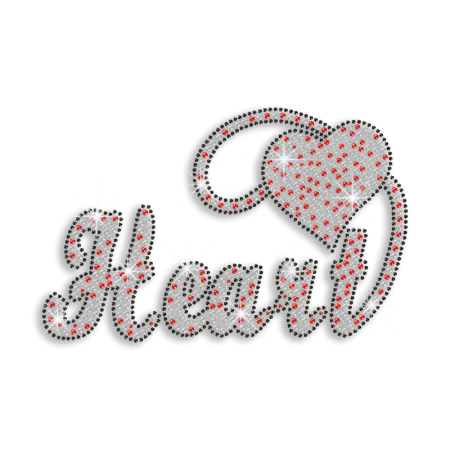 Bling Heart Iron-on Rhinestone Transfer