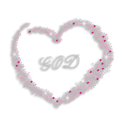 Love God with My Heart Iron on Nailhead Rhinestone Transfer