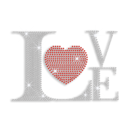 Crystal Love with Heart Iron-on Rhinestone Transfer