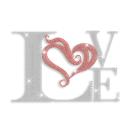 Elegant Love & Heart Iron-on Rhinestone Transfer Motif