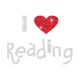 I Love Reading Iron-on Glitter Rhinestone Transfer