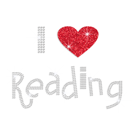 I Love Reading Iron-on Glitter Rhinestone Transfer