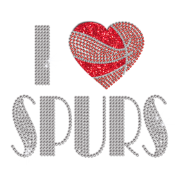 Bling I Love Spurs Iron-on Glitter Rhinestone Transfer