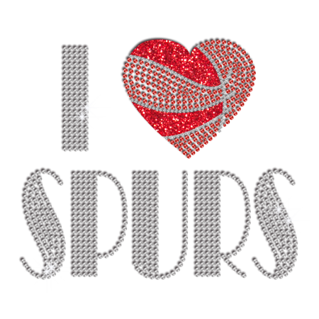 Bling I Love Spurs Iron-on Glitter Rhinestone Transfer