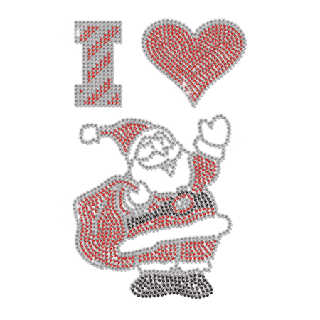 Cute I Love Santa Iron-on Rhinestone Transfer