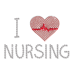 Creative I Love Nursing Iron on Glitter Rhinestone Transfer