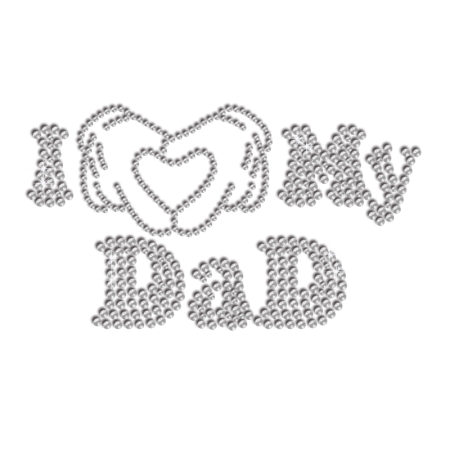 Crystal I Love Daddy Heat Press Rhinestone Transfer