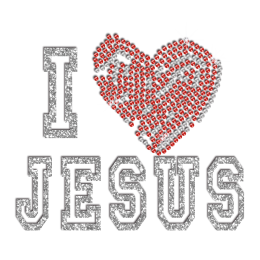 Lovely I Love Jesus Iron-on Glitter Rhinestone Transfer